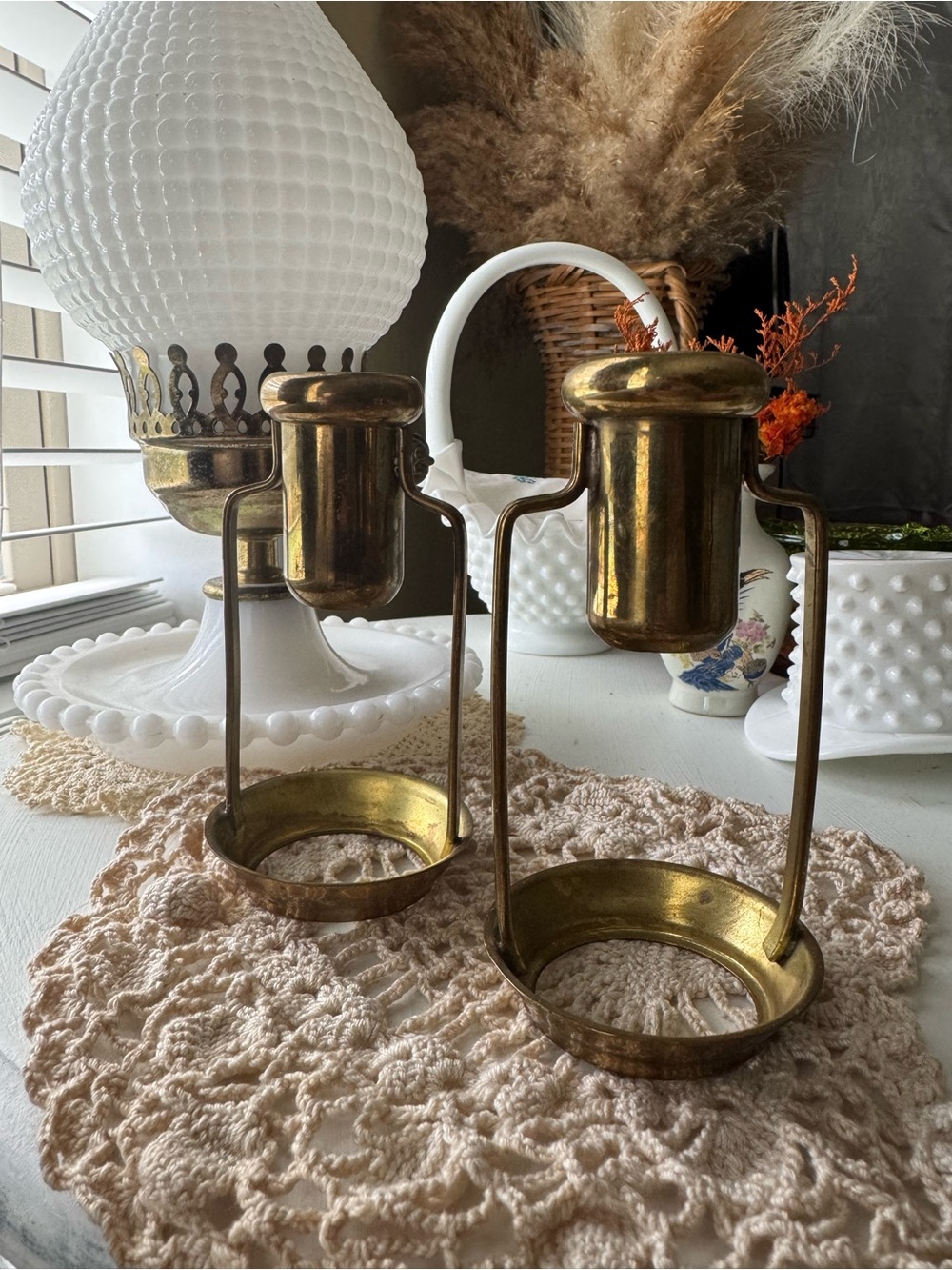 Vintage Brass Candle Holders - Pair in Warm Gold